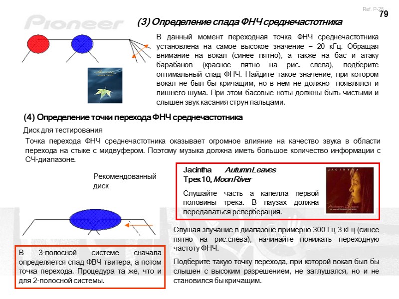 79 (3) Определение спада ФНЧ среднечастотника В данный момент переходная точка ФНЧ среднечастотника установлена